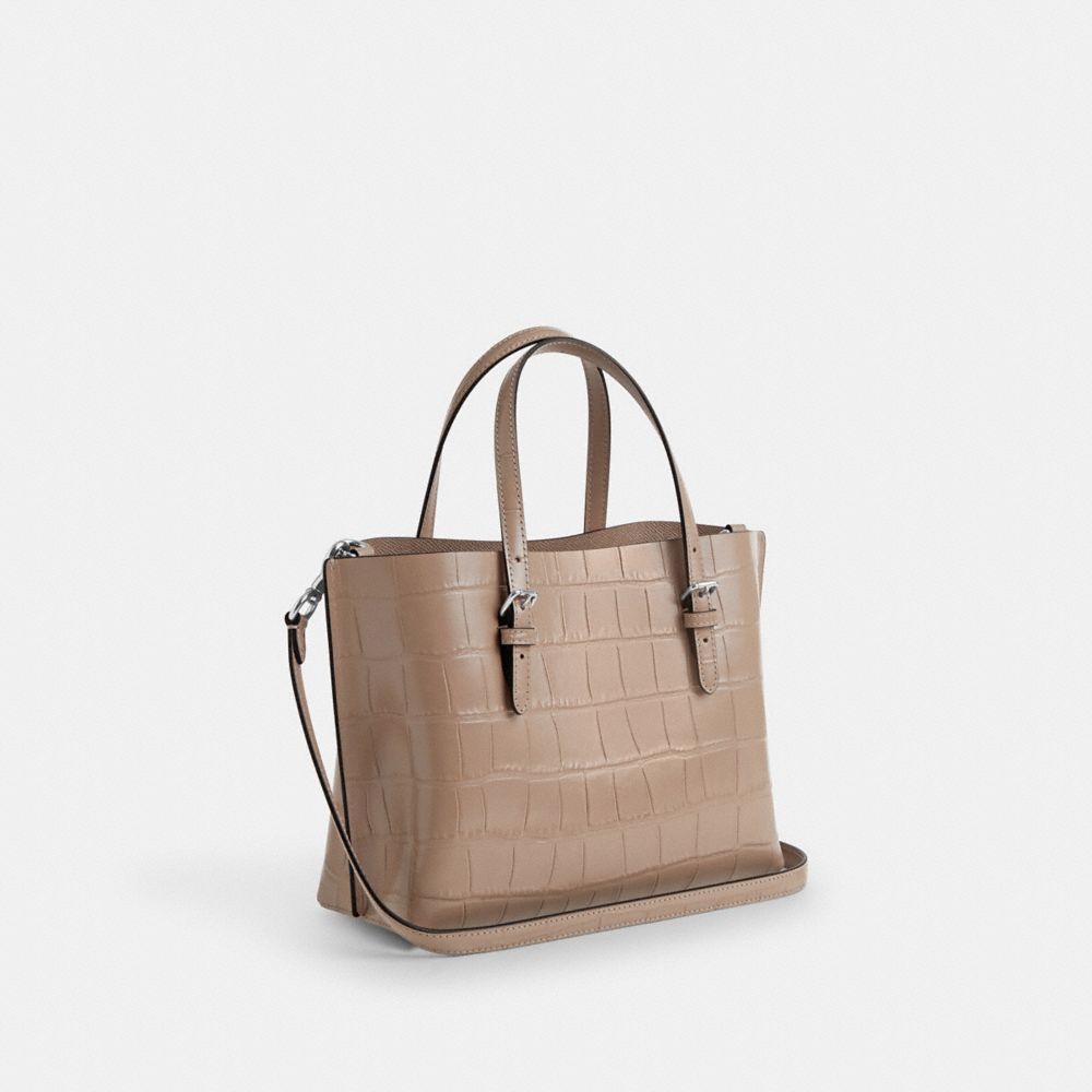 COACH®,Mollie Tote Bag 25,Leather,Crossbody,Logo,Metal,Gold Metal,Casual,Work,Beige,Angle View