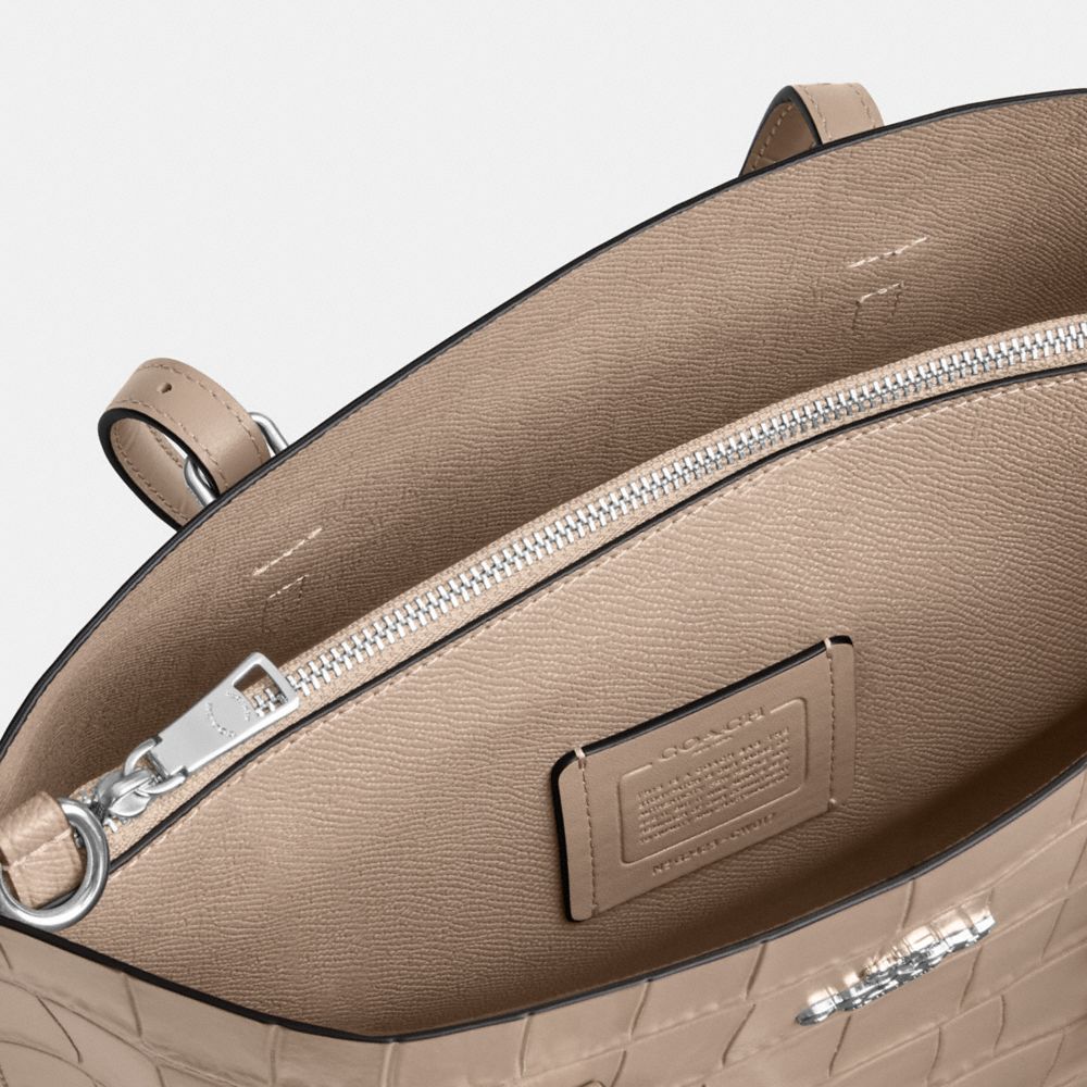 COACH®,Mollie Tote Bag 25,Leather,Crossbody,Logo,Metal,Gold Metal,Casual,Work,Beige,Closer View