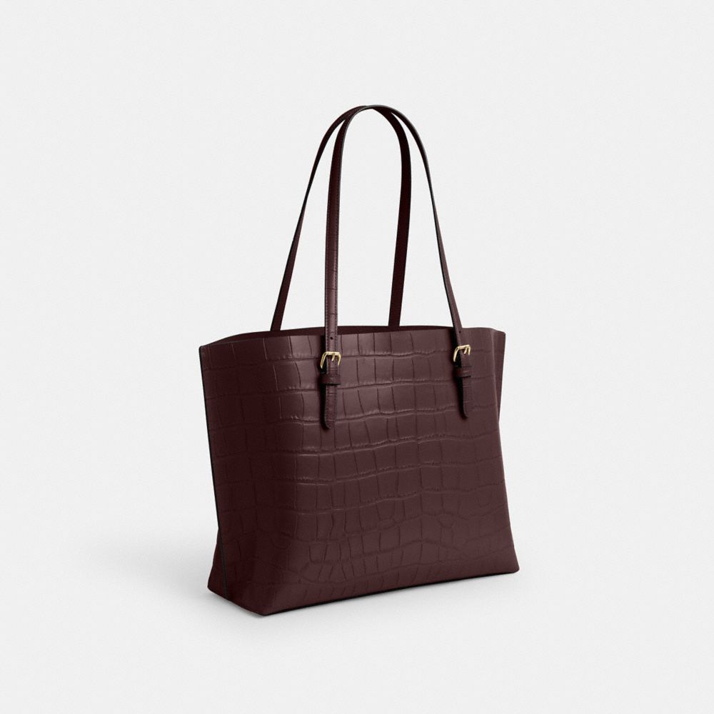 COACH®,CABAS MOLLIE,Cuir de fantaisie,Or/Merlot,Angle View