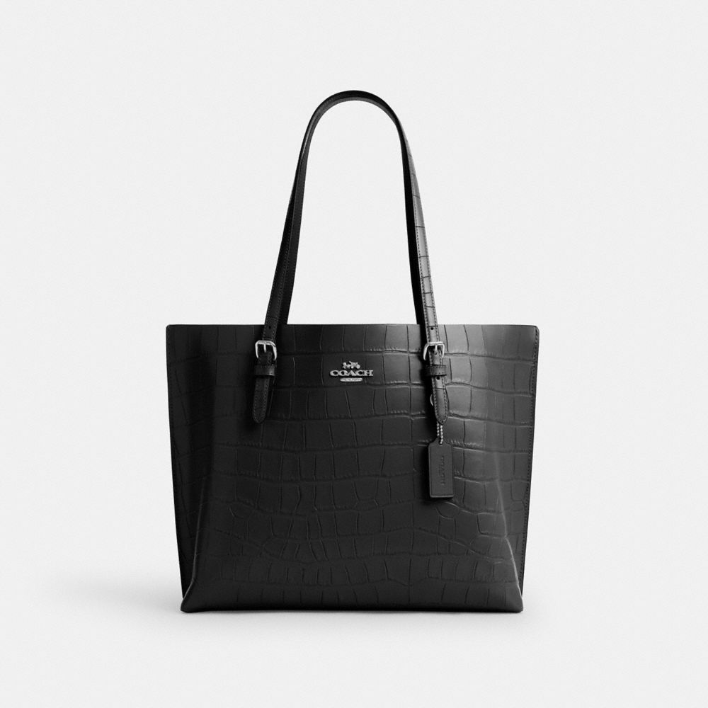 COACH®,Mollie Tote Bag,Leather,Tote,Logo,Metal,Casual,Work,Black,Front View image number 0