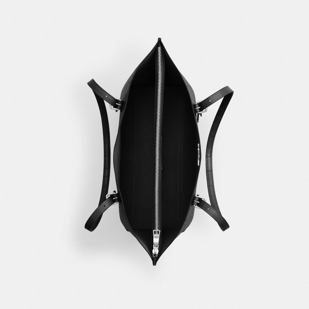 COACH®,Mollie Tote Bag,Leather,Tote,Logo,Metal,Casual,Work,Black,Inside View,Top View