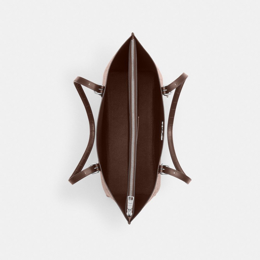 COACH®,Mollie Tote Bag,Leather,Tote,Logo,Metal,Casual,Work,Brown,Inside View,Top View