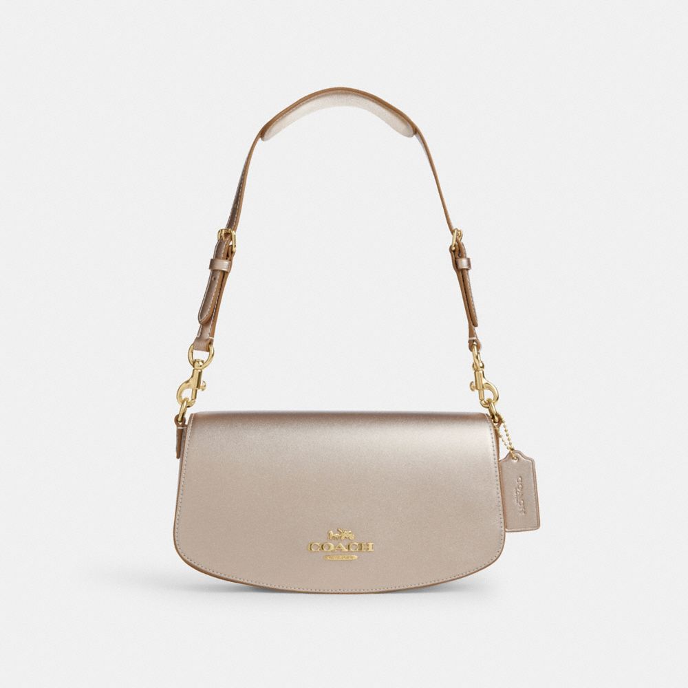 COACH®,SAC ÉPAULE ANDREA,Cuir de fantaisie,Or/Champagne clair,Front View