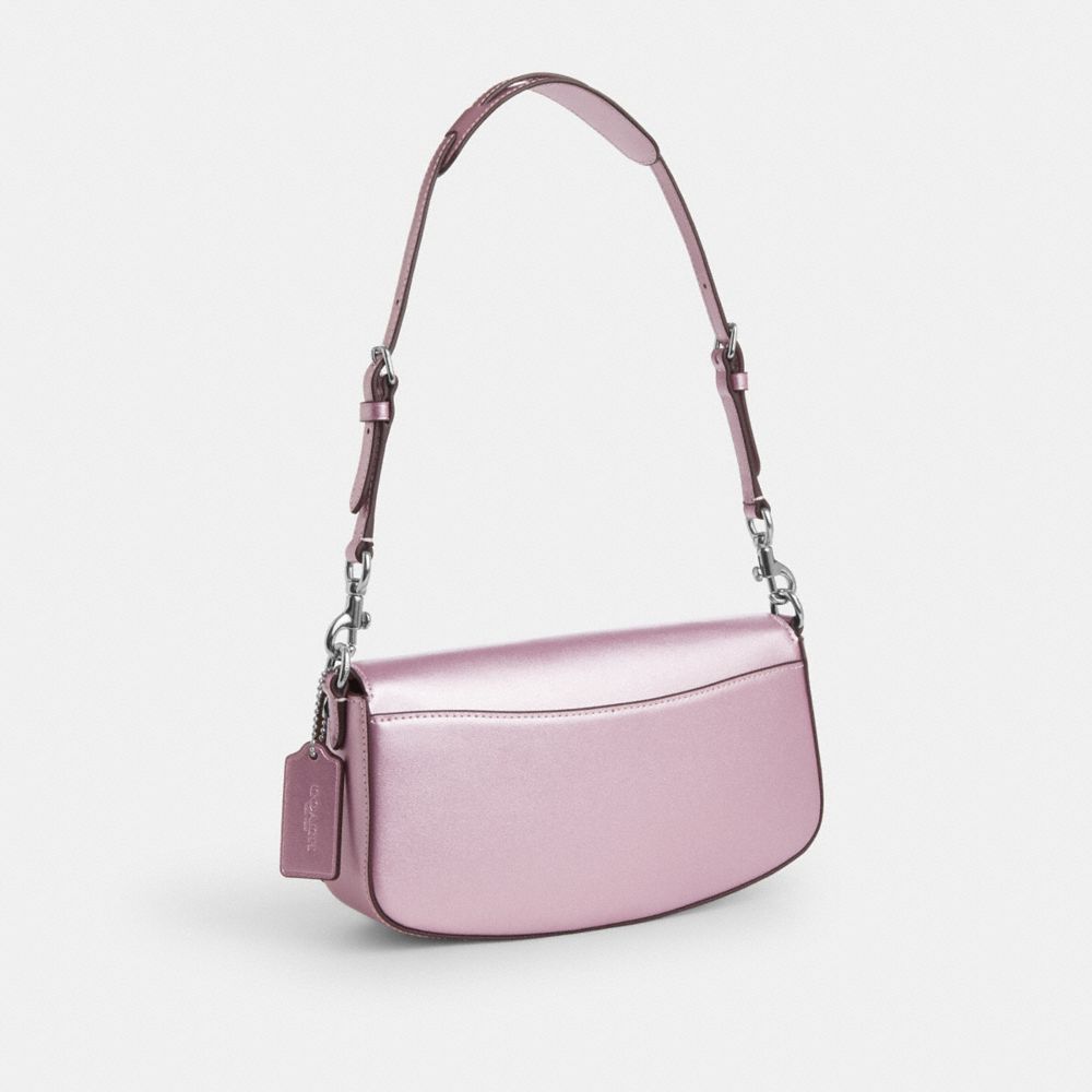 COACH®,Andrea Shoulder Bag,Leather,Shoulder Bag,Logo,Metal,Casual,Pink,Angle View