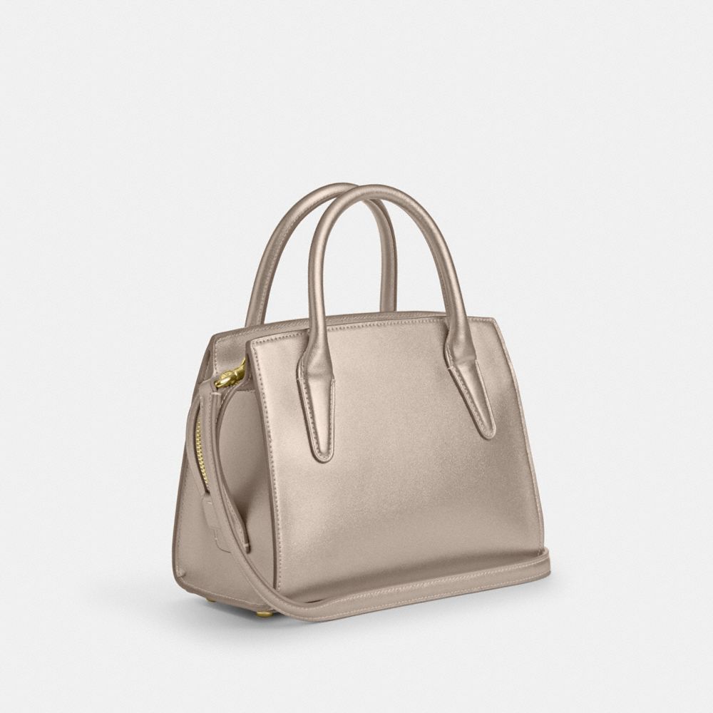 COACH®,Andrea Carryall Bag,Leather,Crossbody,Logo,Metal,Work,Casual,Beige,Angle View