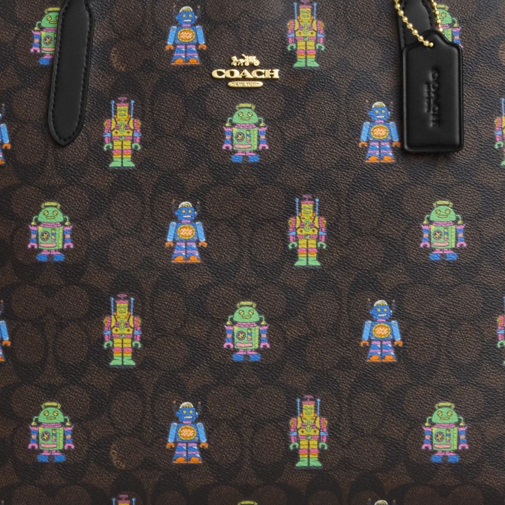 COACH®,Cosmic Coach City Tote Bag In Signature Canvas With Robot Print,Tote,Casual,Multi Color