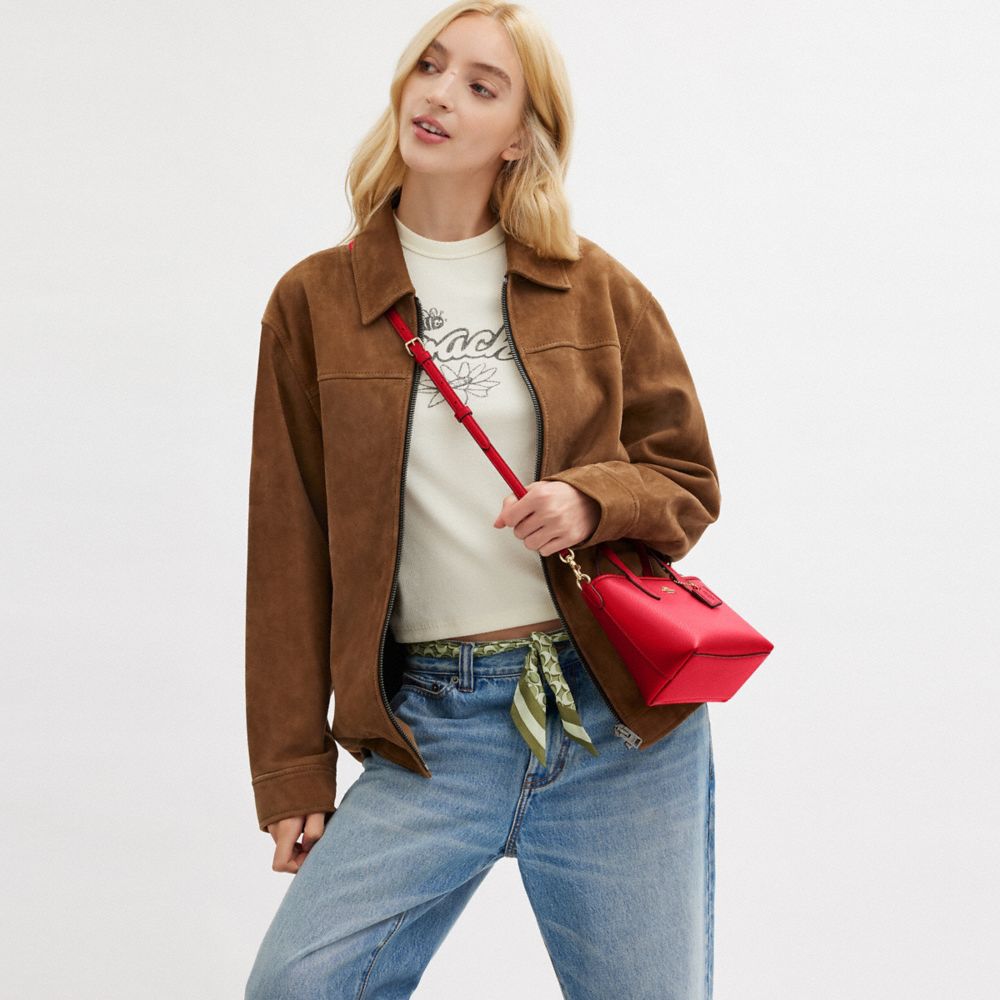 COACH®,City Mini Tote Bag,Crossbody,Metal,Logo,Casual,Red,Detail View