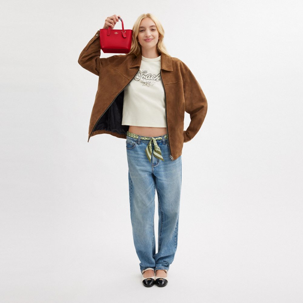 COACH®,City Mini Tote Bag,Crossbody,Metal,Logo,Casual,Red,Detail View