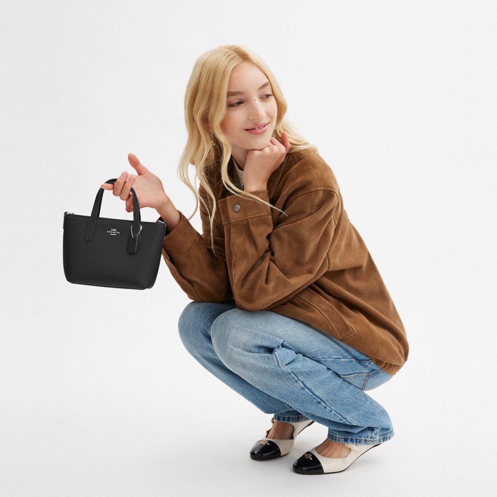 COACH®,シティ ミニ トート バッグ,ミニバッグ&お財布ショルダー,ｼﾙﾊﾞｰ/ﾌﾞﾗｯｸ