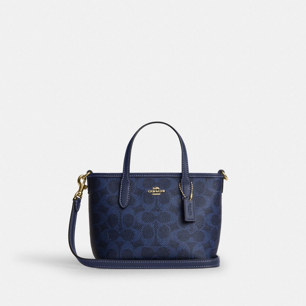 COACH®,City Mini Tote Bag In Signature Canvas,Canvas,Recycled Polyester,Crossbody,Piping,Casual,,Front View