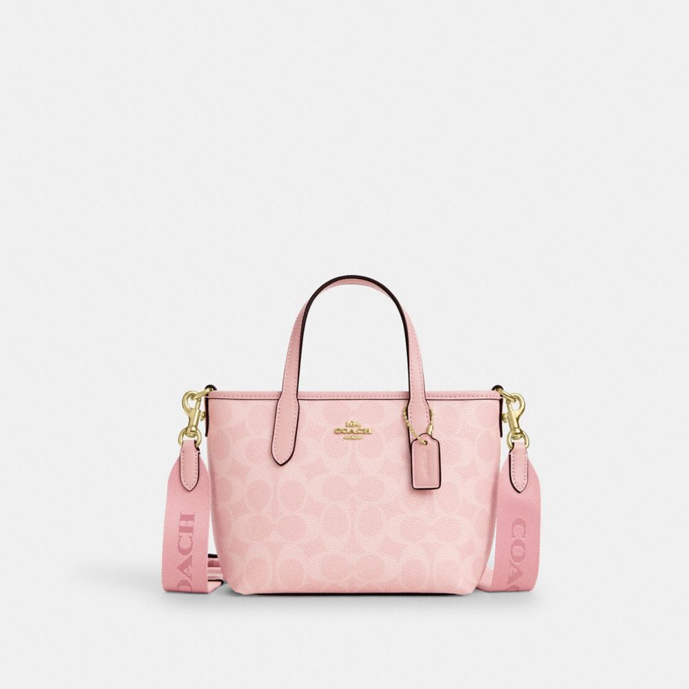 COACH®,シティ ミニ トート バッグ・シグネチャー キャンバス,ミニバッグ&お財布ショルダー,ﾊﾟｳﾀﾞｰ ﾋﾟﾝｸ