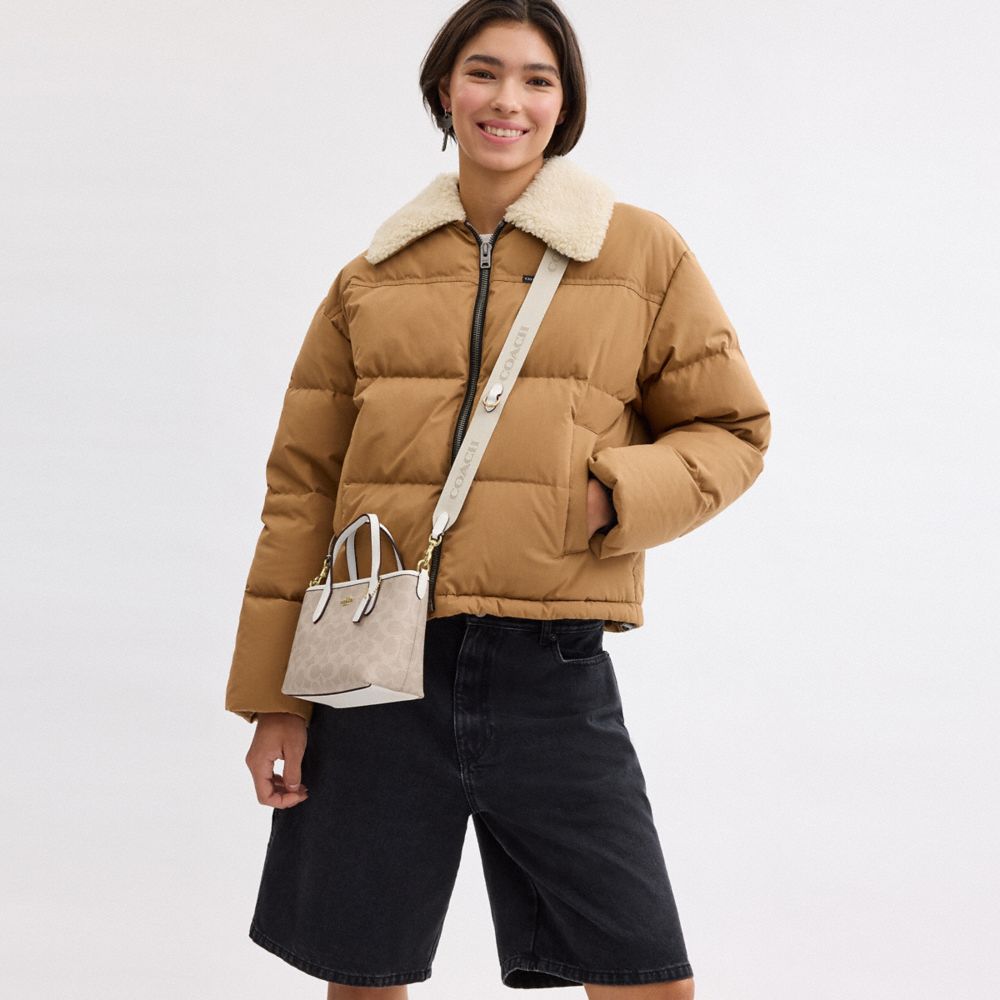 COACH®,City Mini Tote Bag In Signature Canvas,Canvas,Recycled Polyester,Tote,Piping,Casual,Multi Color,Detail View