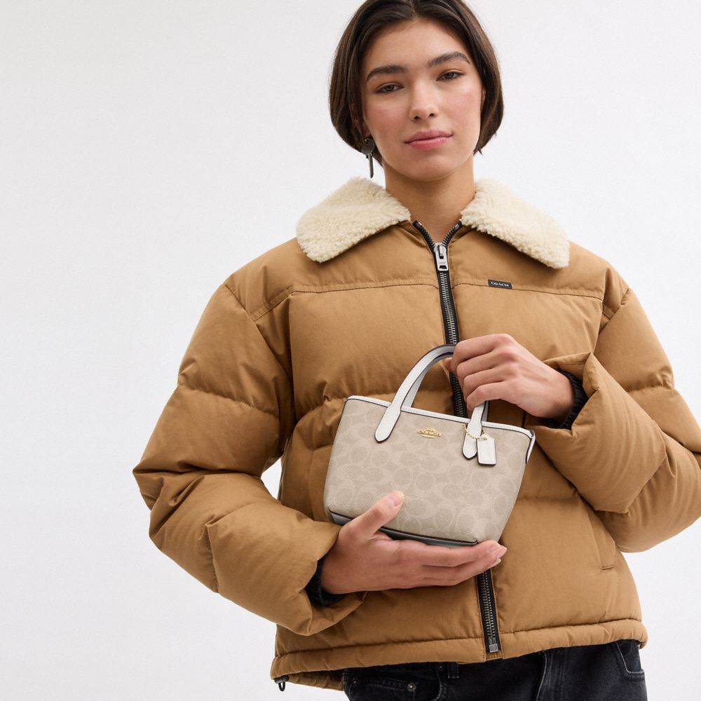 COACH®,City Mini Tote Bag In Signature Canvas,Canvas,Recycled Polyester,Tote,Piping,Casual,Multi Color,Detail View