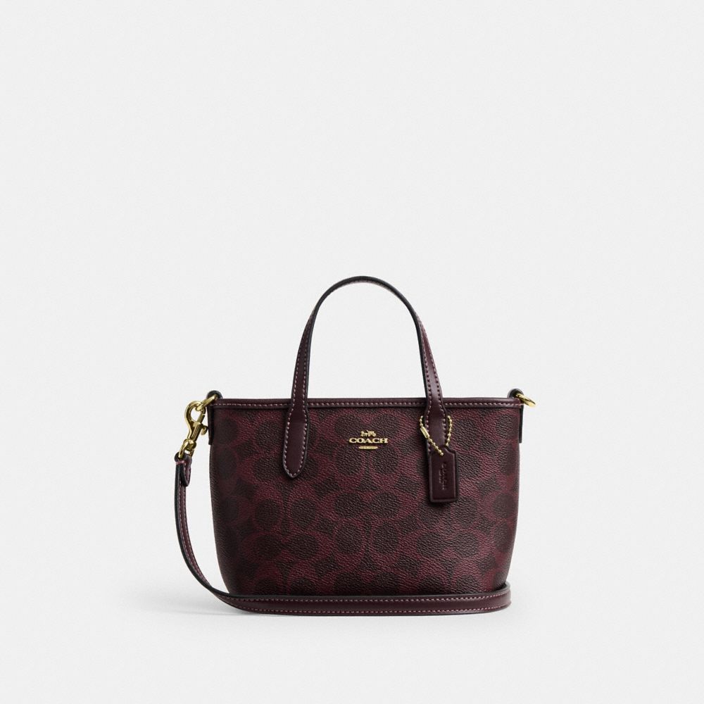 COACH®,City Mini Tote Bag In Signature Canvas,Canvas,Recycled Polyester,Crossbody,Piping,Casual,,Front View