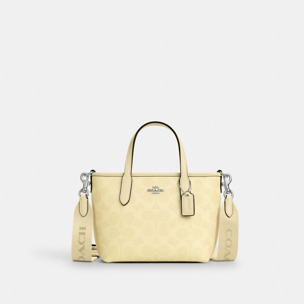 COACH®,シティ ミニ トート バッグ・シグネチャー キャンバス,ミニバッグ&お財布ショルダー,ｼﾙﾊﾞｰ/ﾍｲ
