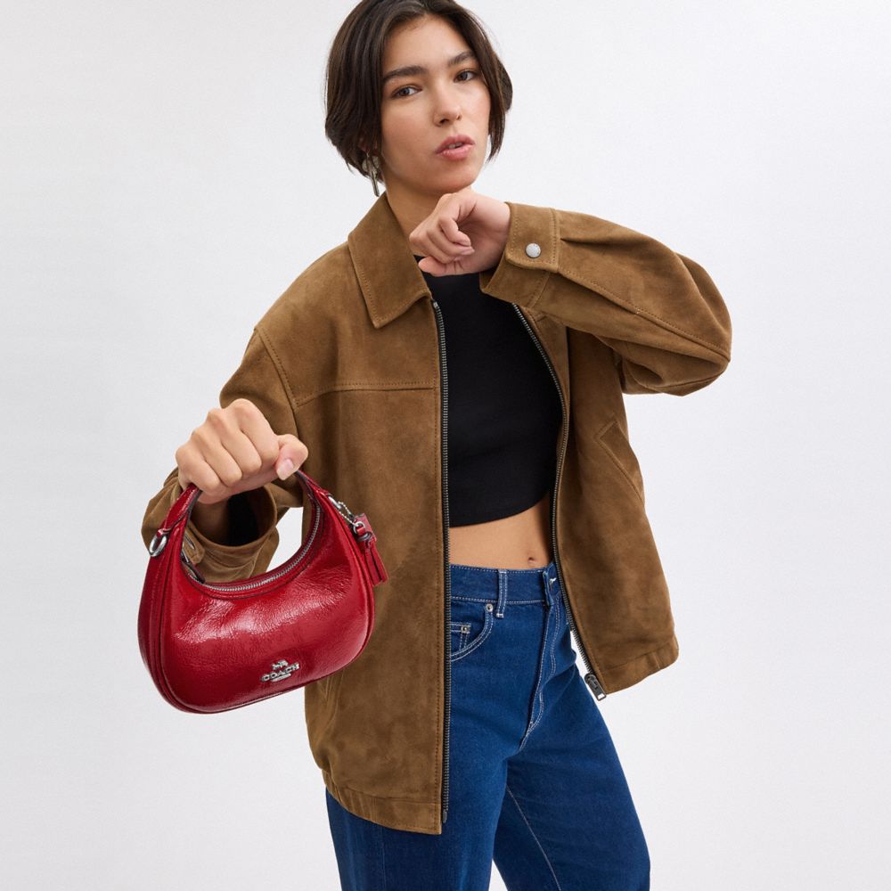 COACH®,Carmen Mini Crossbody Bag,Crossbody,Metal,Logo,Day Party,Maroon,Detail View