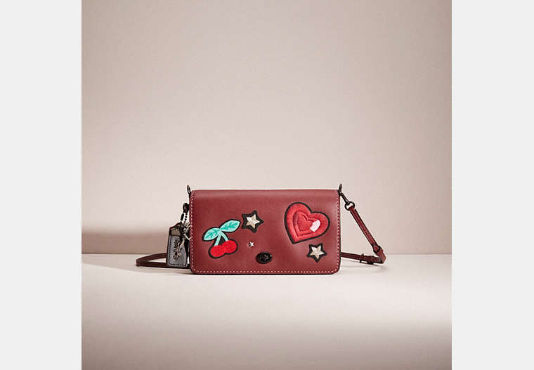 COACH®,UPCRAFTED DINKY,Glovetanned Leather,Pewter/Bordeaux 1941 Red,Front View