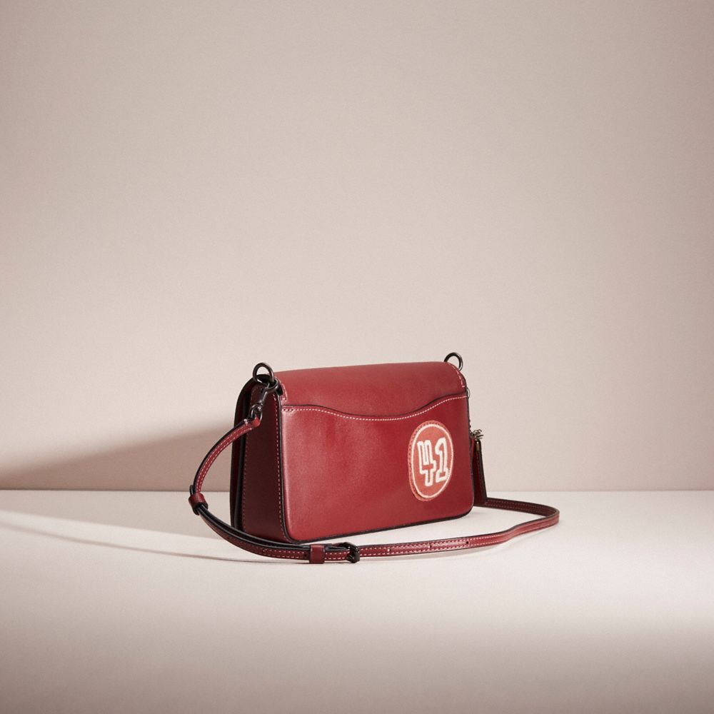 COACH®,UPCRAFTED DINKY,Glovetanned Leather,Pewter/Bordeaux 1941 Red,Angle View
