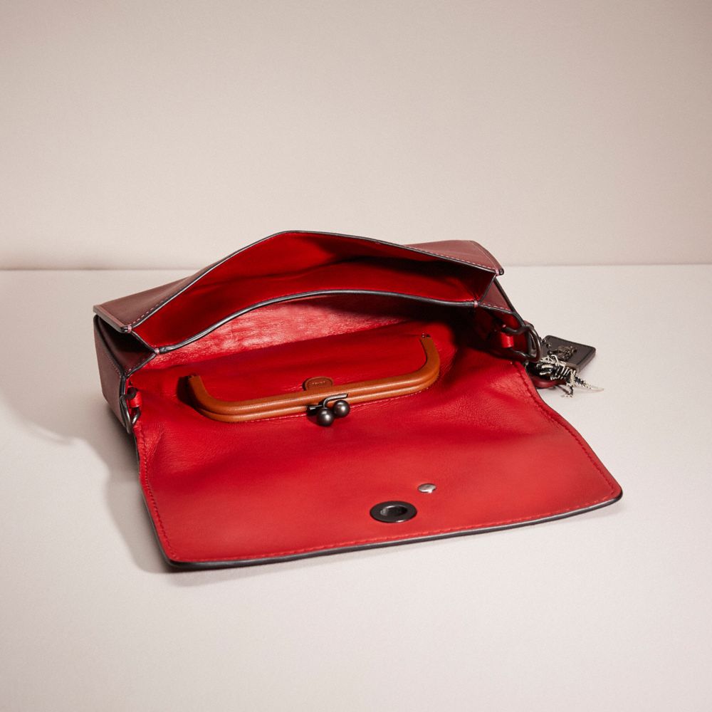 COACH®,UPCRAFTED DINKY,Glovetanned Leather,Pewter/Bordeaux 1941 Red,Inside View,Top View