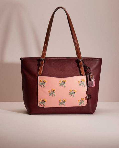 COACH®,UPCRAFTED TAYLOR TOTE,Polished Pebble Leather,Brass/Deep Berry,Front View