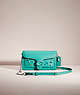 COACH®,UPCRAFTED TABBY CHAIN CLUTCH,Polished Pebble Leather,Silver/Bright Green,Front View
