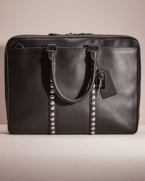 COACH®,UPCRAFTED METROPOLITAN SLIM BRIEF,Glovetanned Leather,Black Copper/Black,Front View