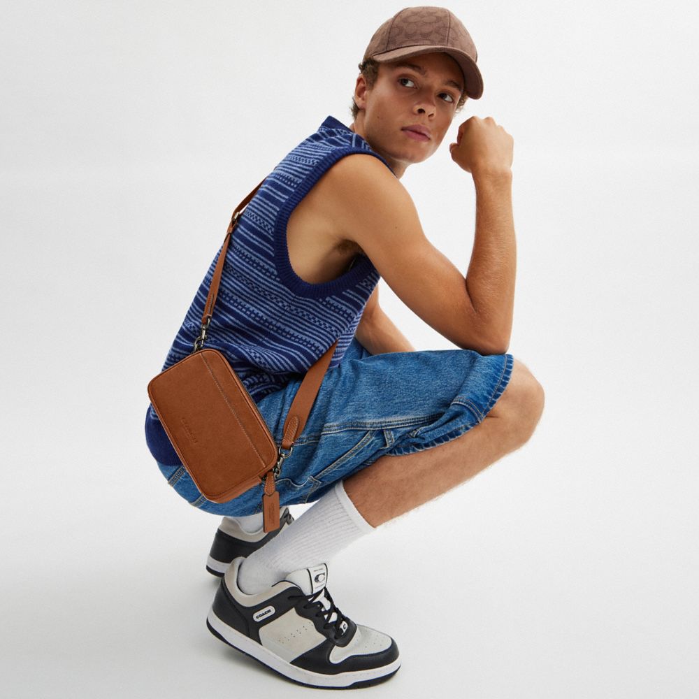 COACH®,Jayden Crossbody Bag In Suede,Leather,Crossbody,Logo,Embossed,Pen Holder,Casual,Brown,Detail View