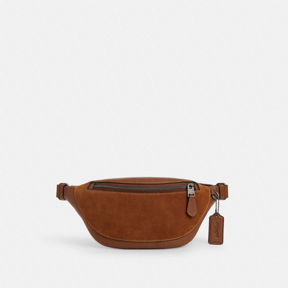 Qb Gebrannte Sienaerde Warren Mini Belt Bag In Suede