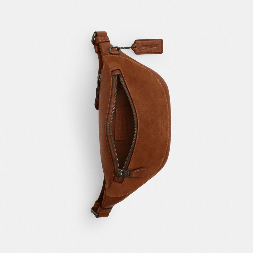 COACH®,Warren Mini Belt Bag In Suede,Suede,Belt Bag,Embossed,Logo,Adjustable,Casual,,Inside View,Top View