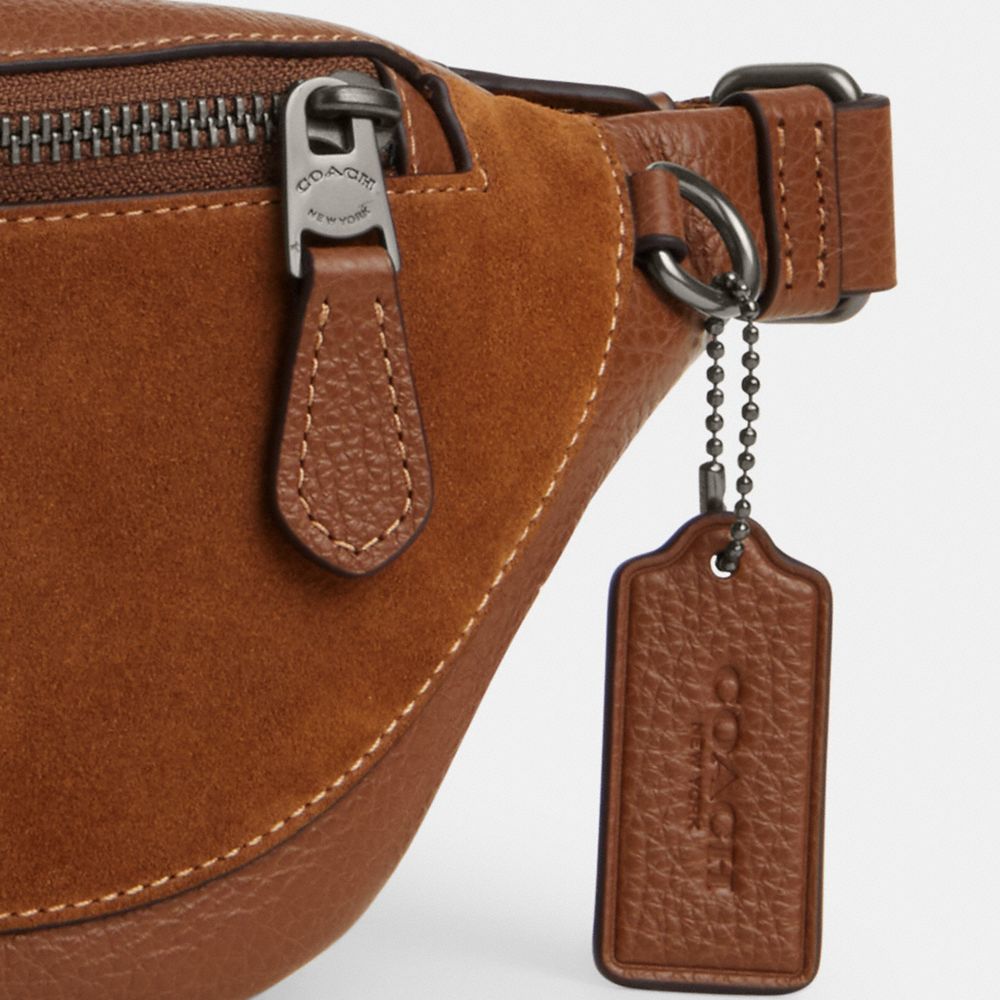 COACH®,Warren Mini Belt Bag In Suede,Suede,Belt Bag,Embossed,Logo,Adjustable,Casual,