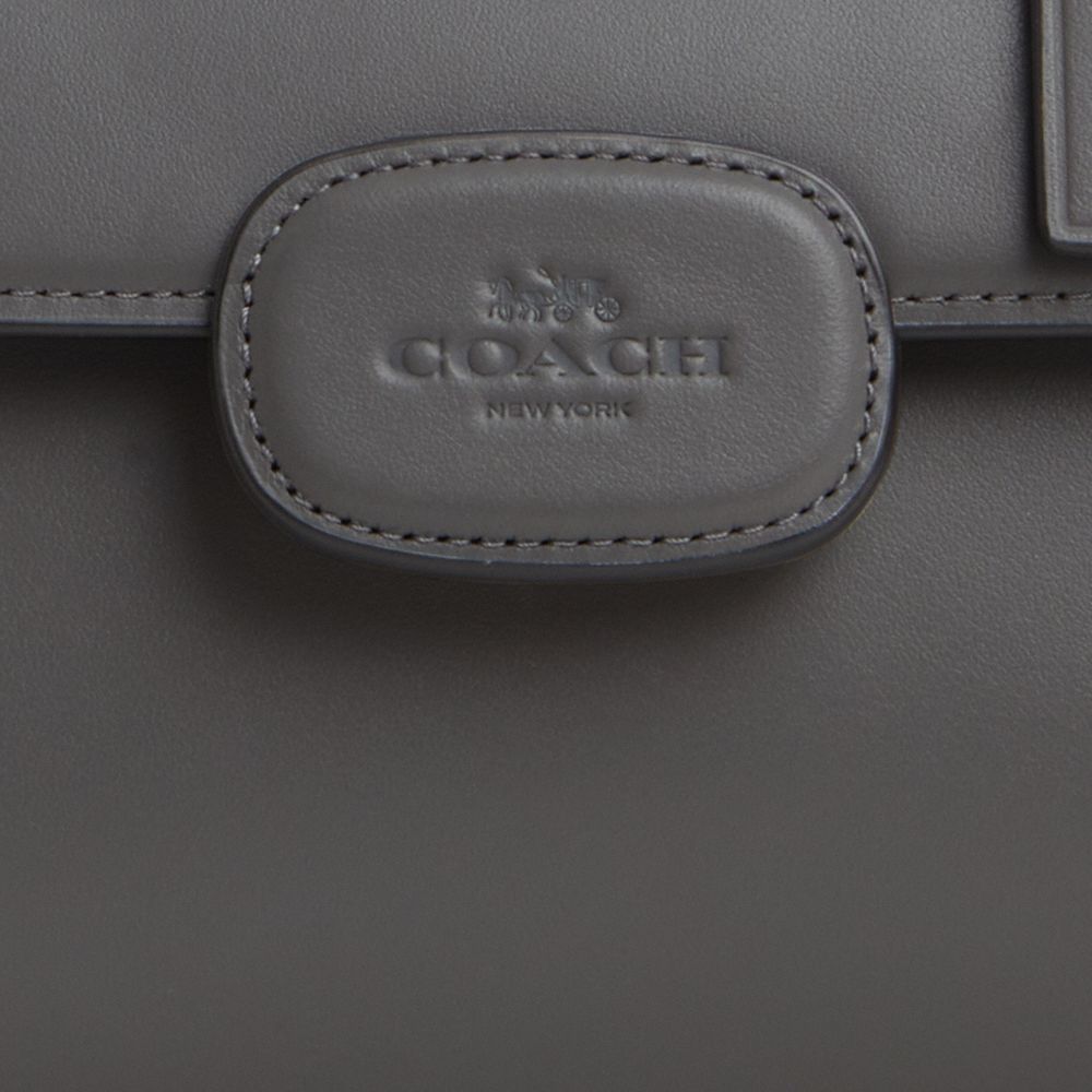 COACH®,Eliza Mini Top Handle Bag,Calfskin Leather,Crossbody,Logo,Embossed,Gold Metal,Casual,Gray
