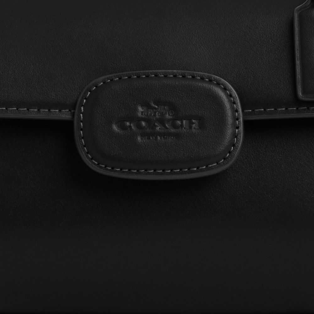 COACH®,Eliza Mini Top Handle Bag,Calfskin Leather,Crossbody,Logo,Embossed,Gold Metal,Casual,Black
