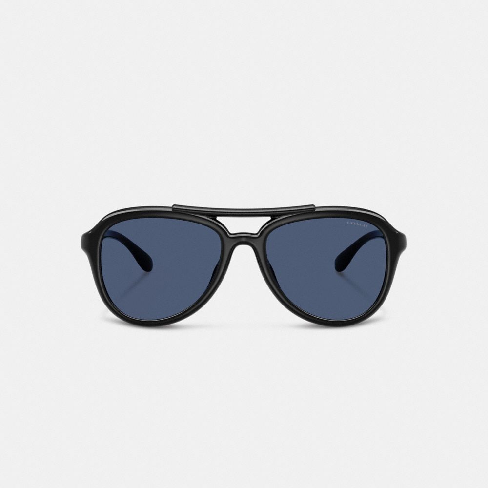 COACH®,LUNETTES DE SOLEIL PILOTE TABBY,Bleu transparent,Inside View,Top View