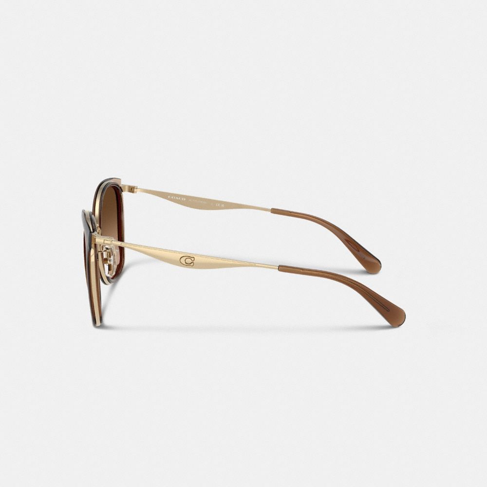 COACH®,C Hardware Cat Eye Sunglasses,Cat Eye,Logo,Word Embellishment,Metal,Integrated Nose Pads,Casual,Brown,Alternate View
