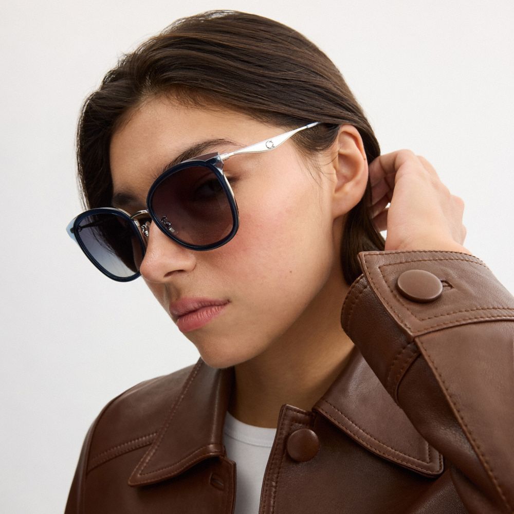 Coach Pillow Tabby Cat Eye Sunglasses In Blue Gradient