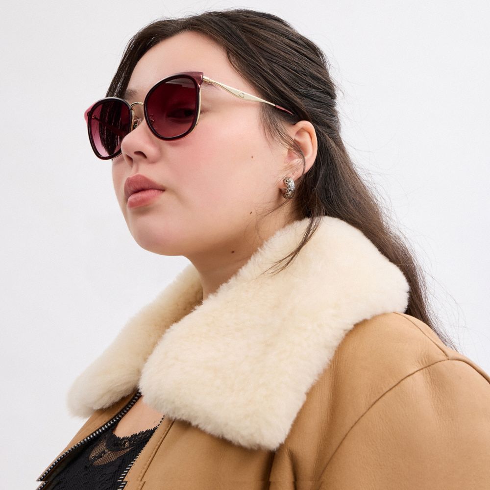 Coach Pillow Tabby Cat Eye Sunglasses In Burgundy