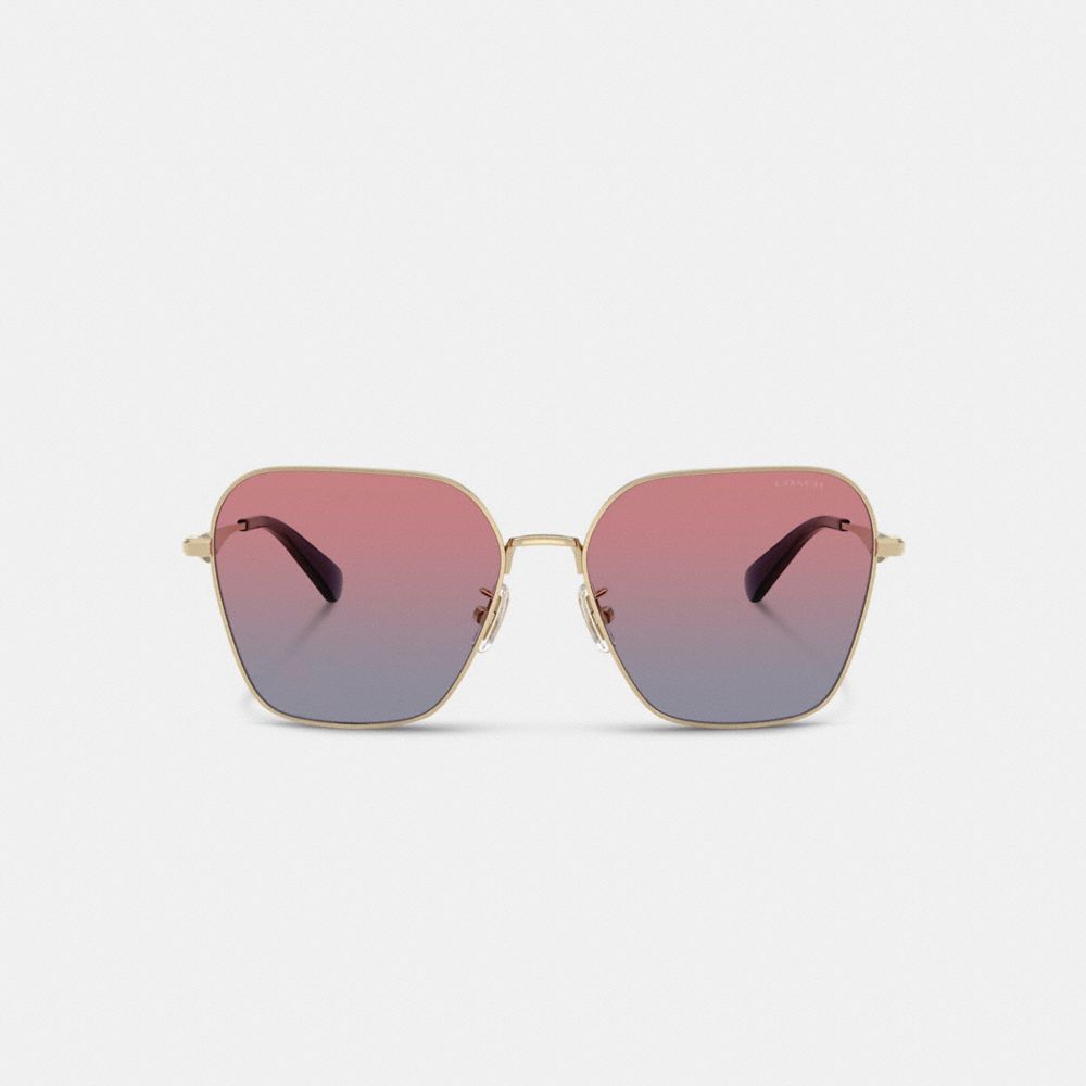 Coach Pillow Tabby Metal Hexagon Sunglasses In Purple Gradient