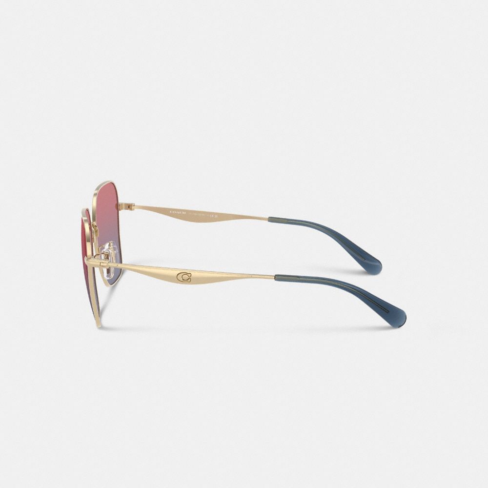 COACH®,C Hardware Metal Oversized Square Sunglasses,Square,Metal Material,Logo,Word Embellishment,Adjustable Nose Pads,Int...,Multi Color,Alternate View