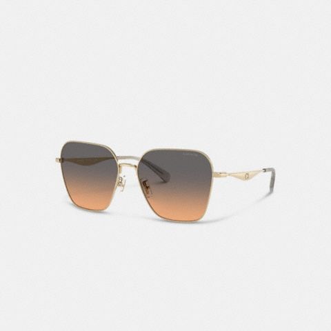 Coach C Hardware Metal Oversized Square Sunglasses