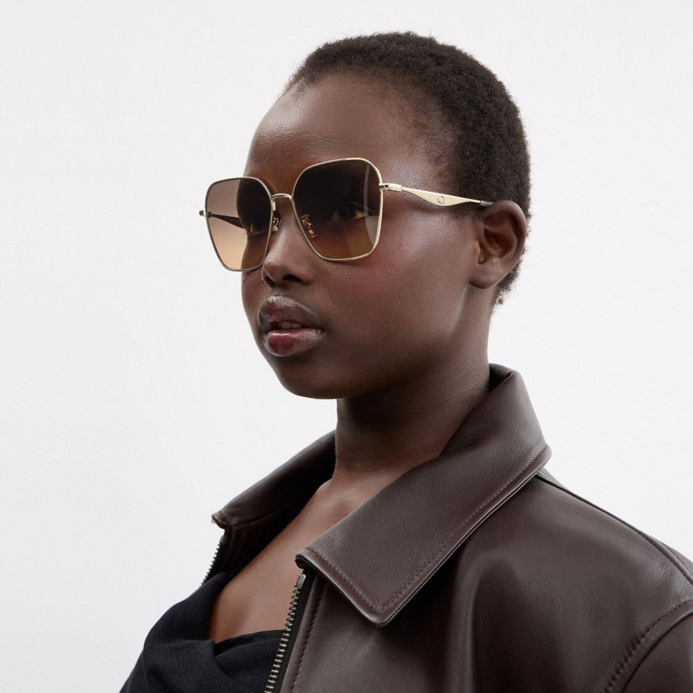 Coach C Hardware Metal Oversized Square Sunglasses — фото 2
