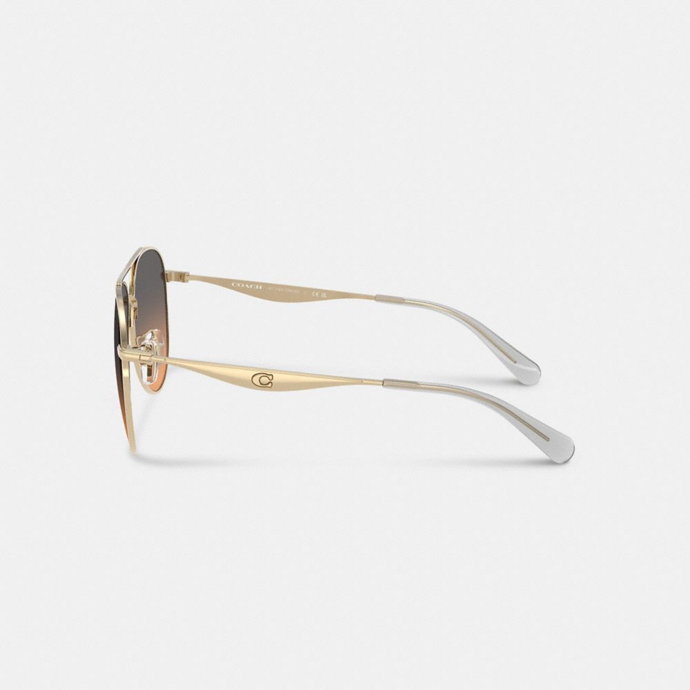 COACH®,C Hardware Metal Pilot Sunglasses,Aviator,Logo,Brow Bar,Adjustable Nose Pads,Integrated Nose Pads,Casual,Multi Color,Alternate View