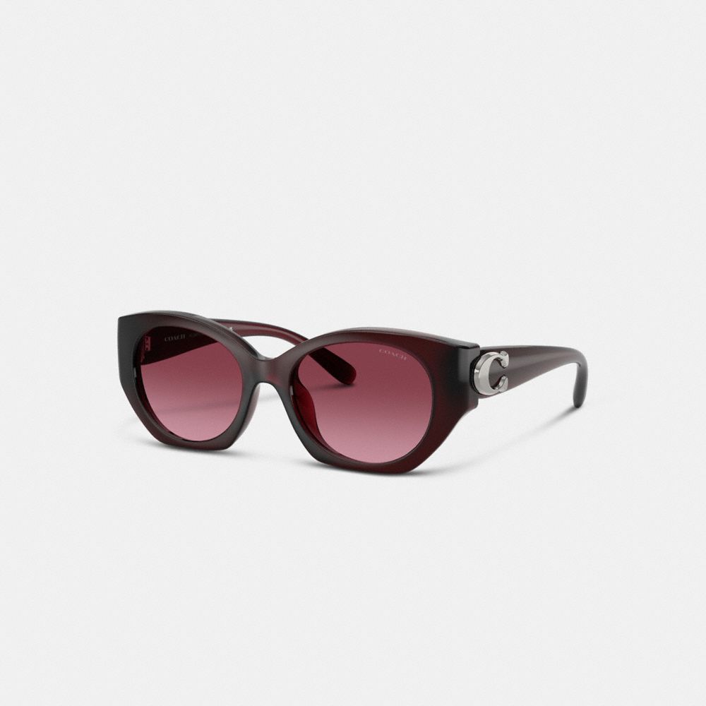 Coach Idol Oval Sunglasses In Berry Pink Gradient