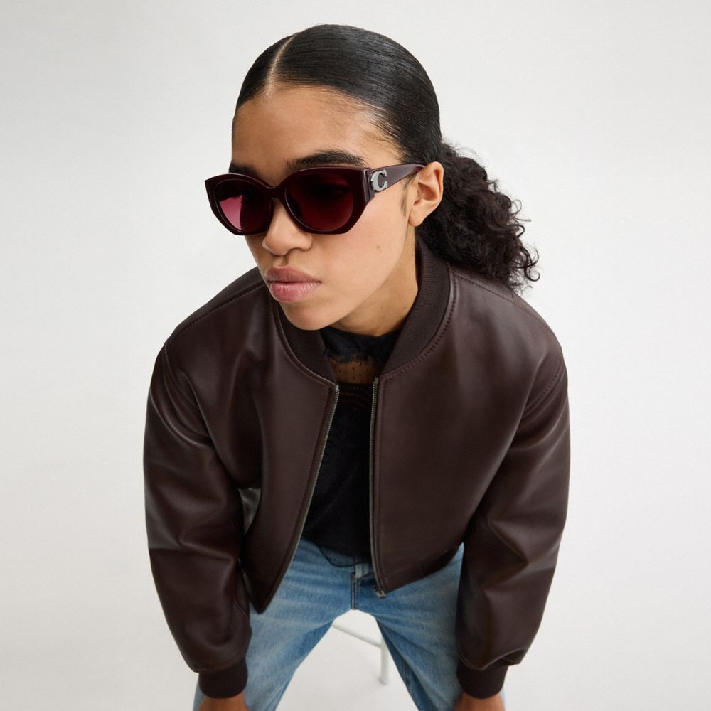 Coach Idol Oval Sunglasses In Berry Pink Gradient
