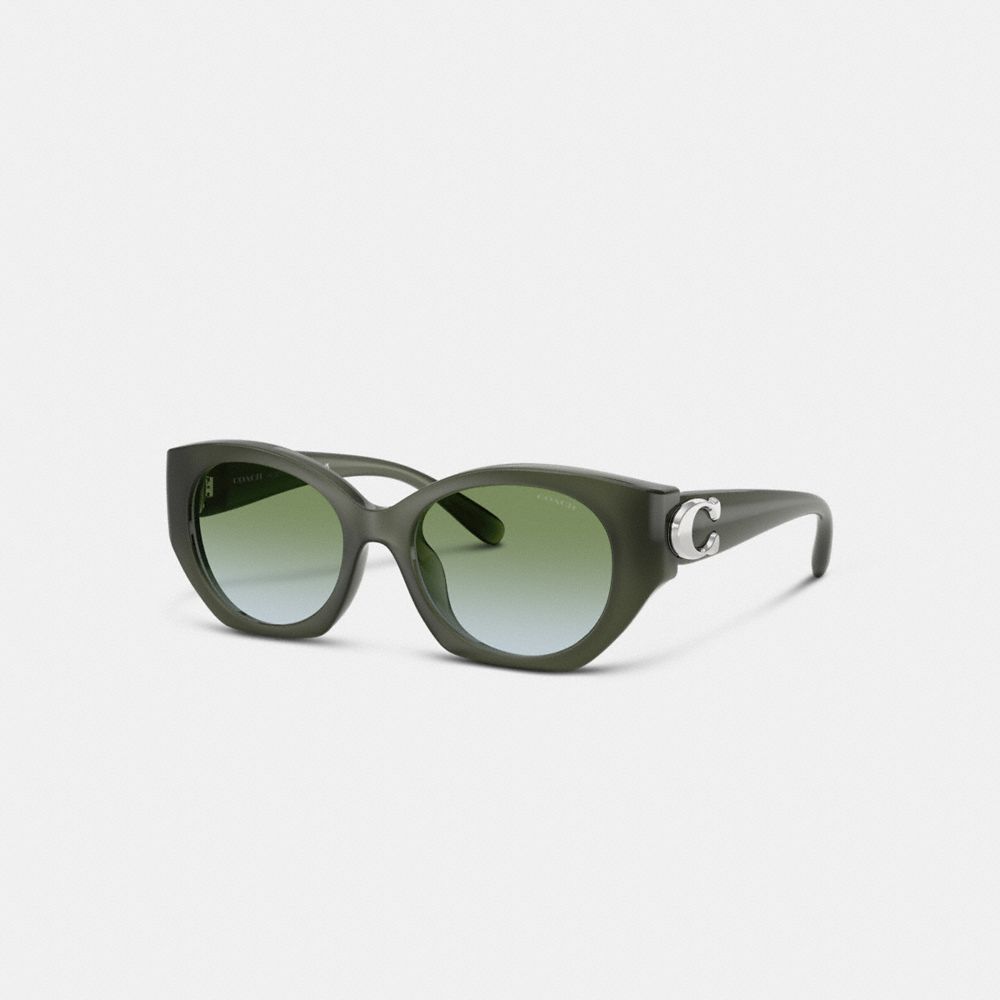 Coach Idol Oval Sunglasses In Green Gradient