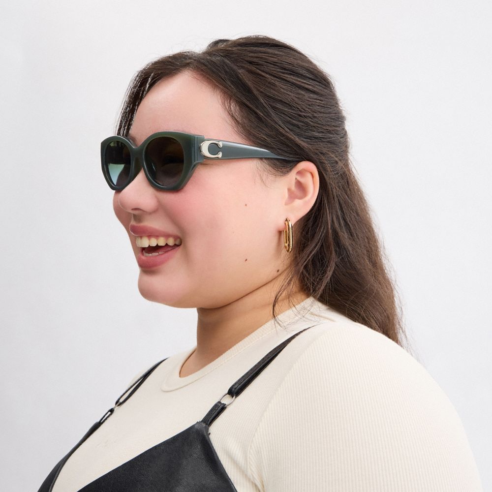 Coach Idol Oval Sunglasses In Green Gradient