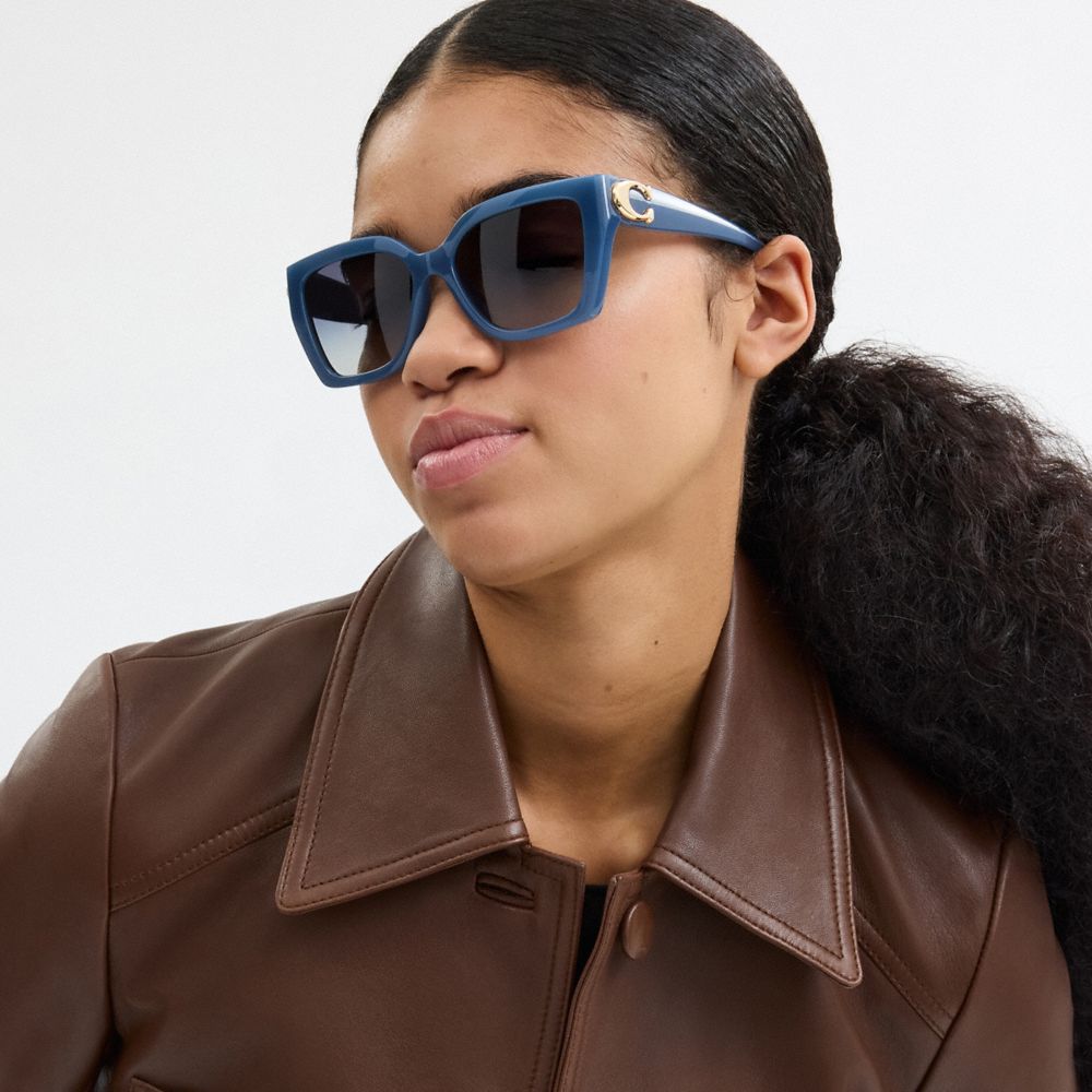 Coach Idol Square Cat Eye Sunglasses In Milky Blue