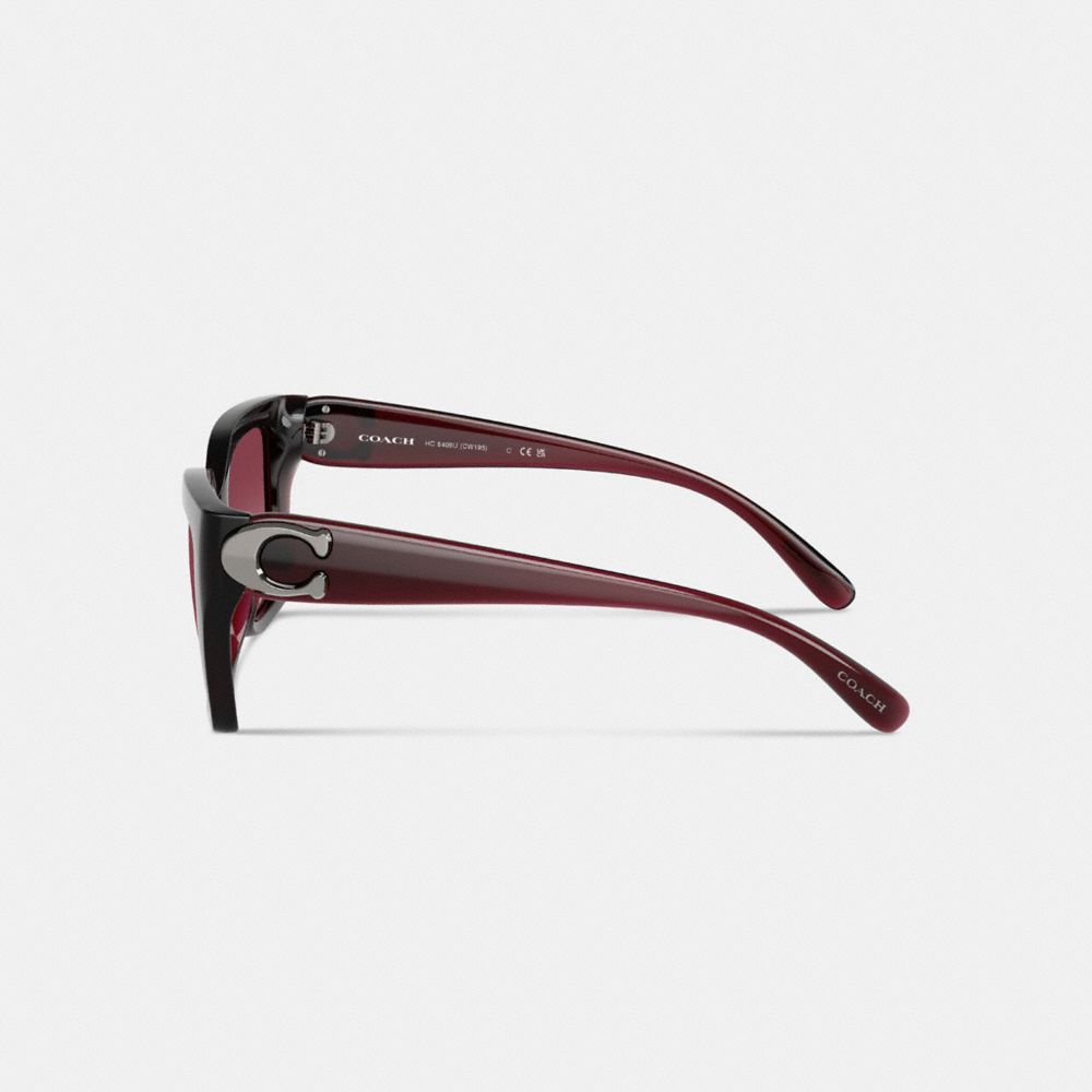 COACH®,LUNETTES DE SOLEIL ŒIL-DE-CHAT CARRÉES IDOLE,Dégradé baie rose,Alternate View