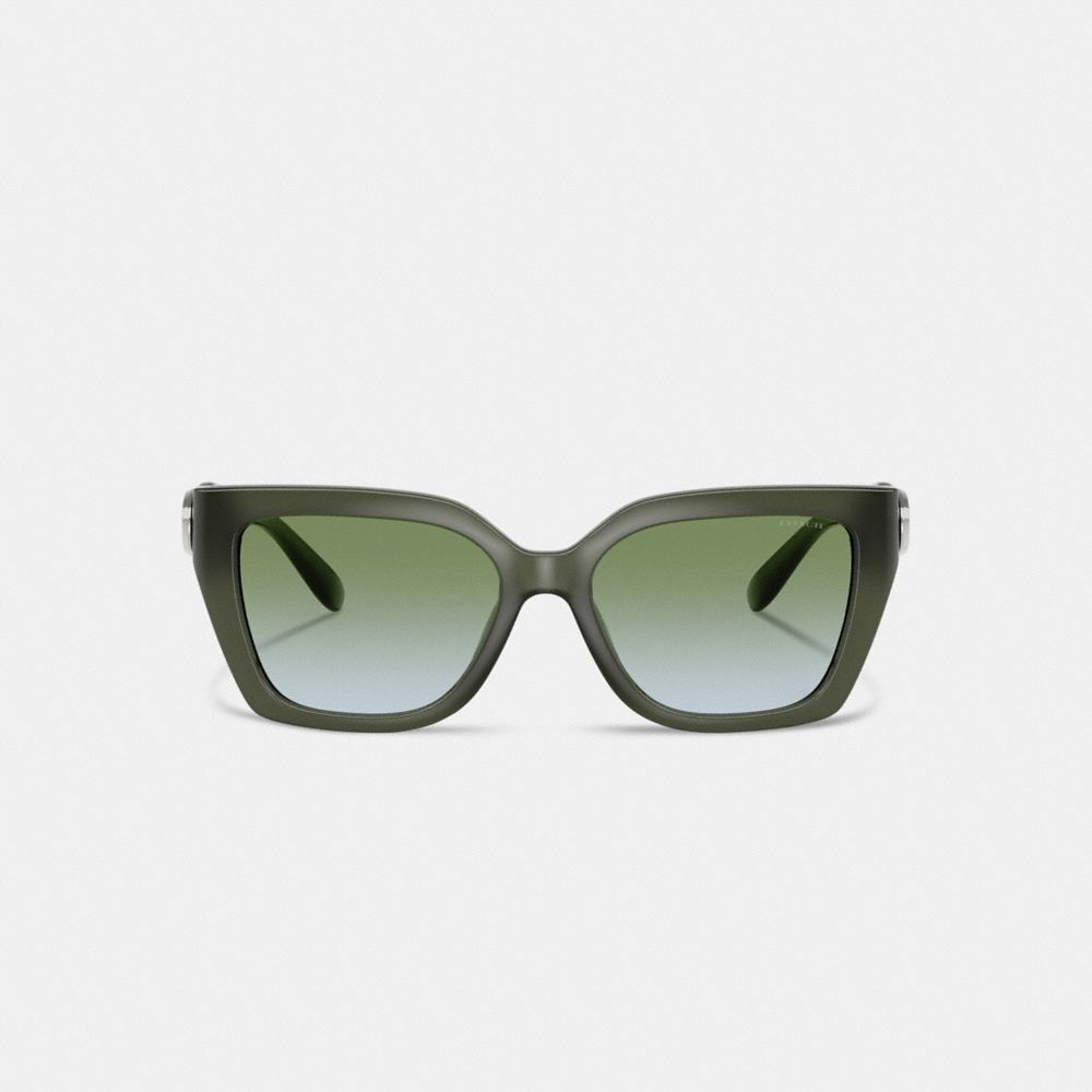 Coach Idol Square Cat Eye Sunglasses In Green Gradient