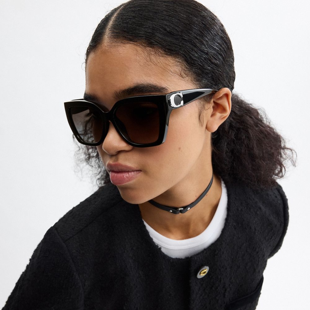 Coach Full Fit Maxi Sculpted C Square Cat Eye Sunglasses — фото 2
