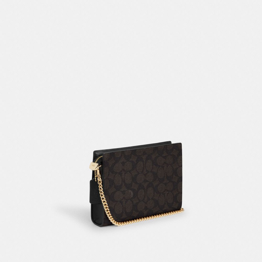 COACH®,Slim Crossbody Bag In Signature Canvas,Crossbody,Day Party,Brown,Angle View
